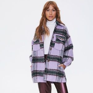 Lavender Brushed Plaid Shacket